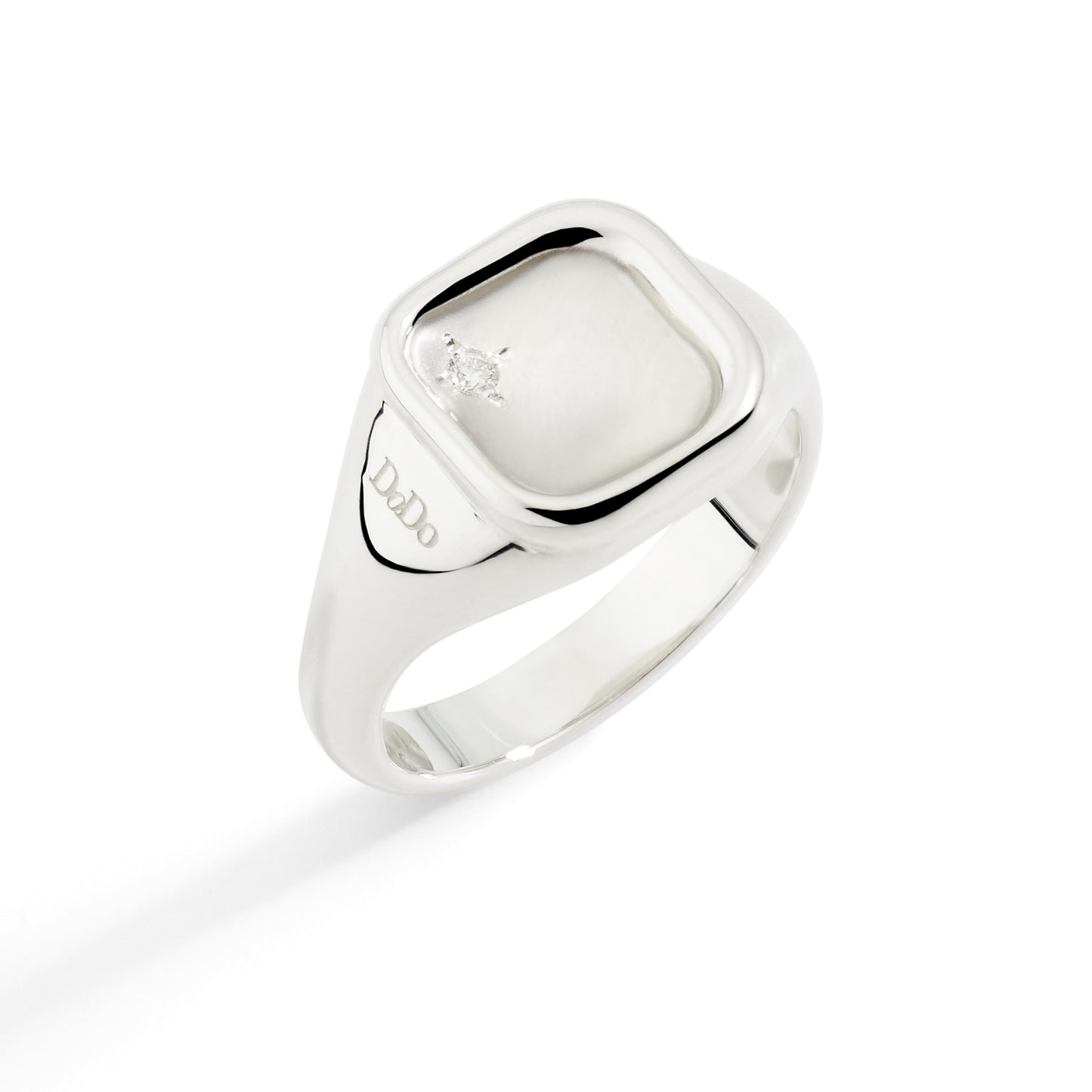 Anello Dodo Sigillo Argento e Diamante Bianco