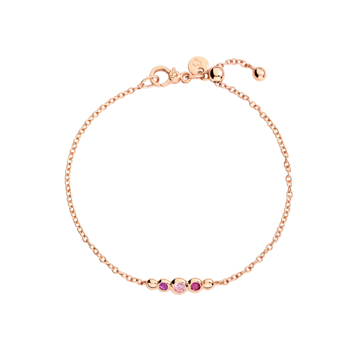 Bracciale Dodo Bollicine Oro Rosa e Ametista, Zaffiro Rosa e Rubino