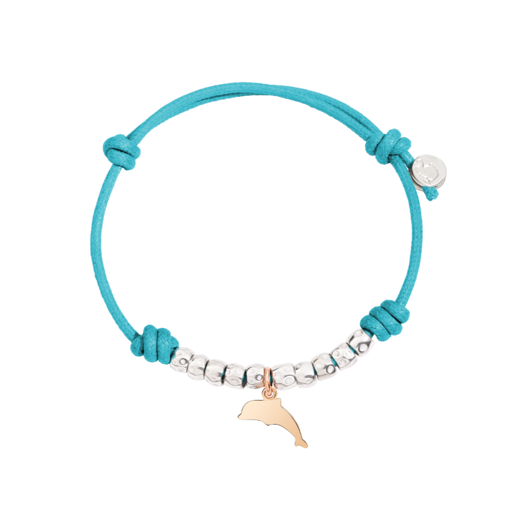 Bracciale Dodo Cordino Turchese con Delfino