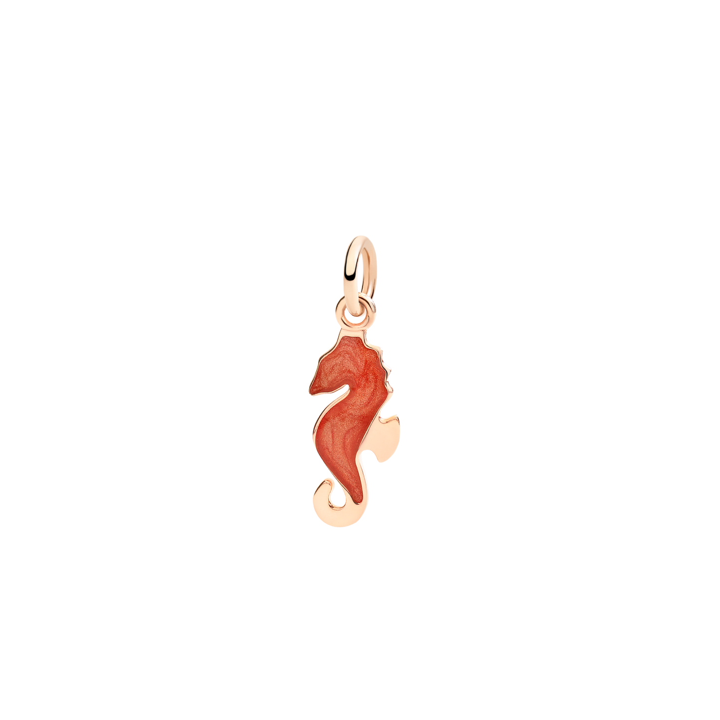 Ciondolo Dodo Cavalluccio Marino Oro Rosa Smalto Arancio Perlato