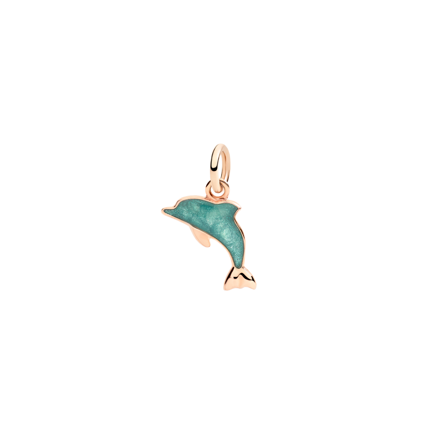Ciondolo Dodo Delfino Oro Rosa Smalto Ottanio Perlato