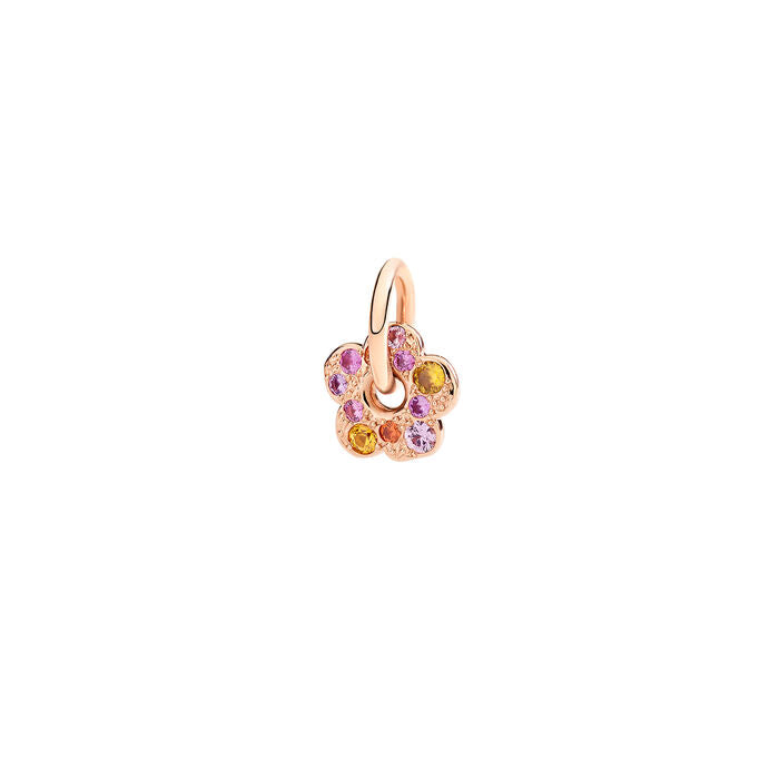 Ciondolo Dodo Fiore Oro Rosa Zaffiri Rosa e Zaffiri Arancio