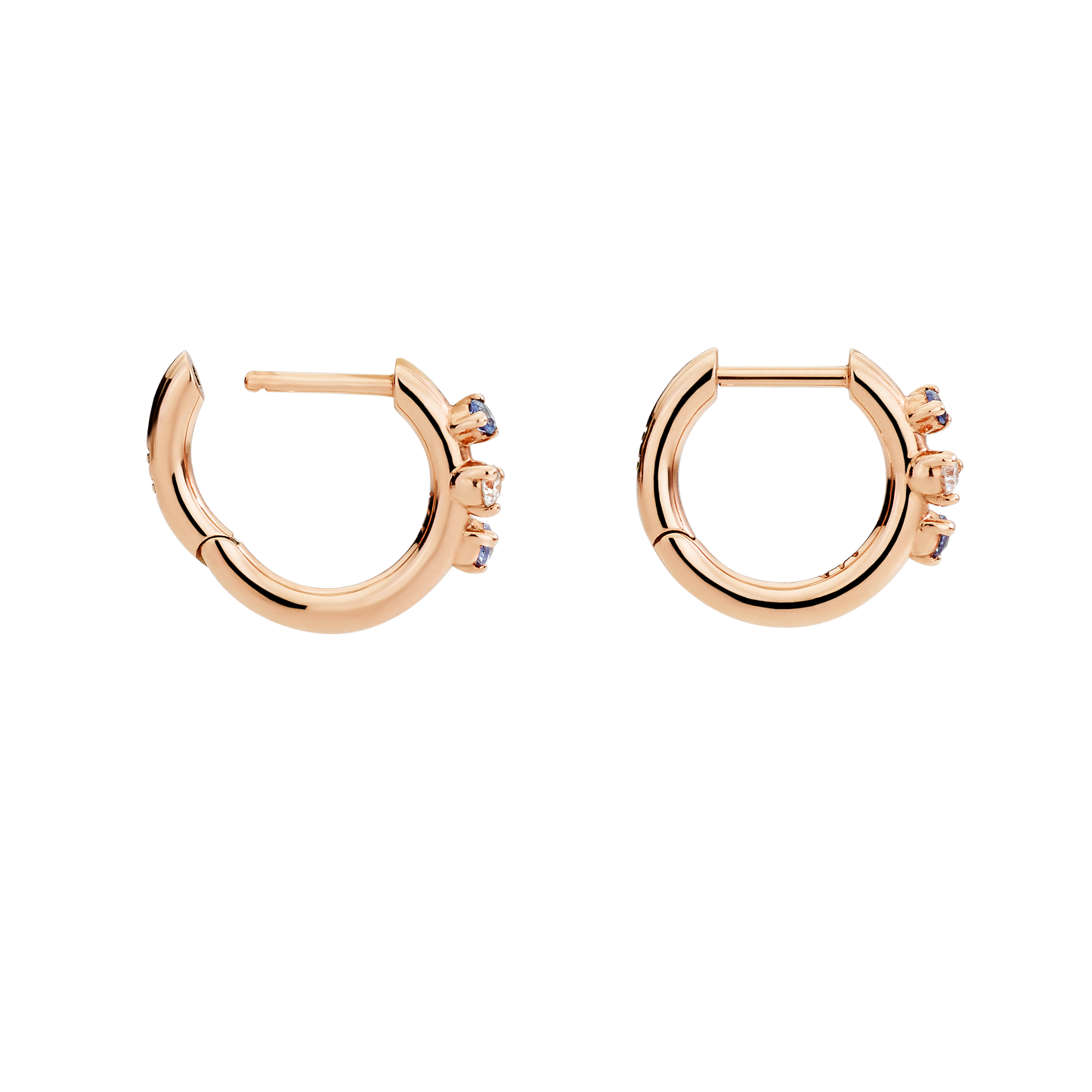 Dodo Orecchini Hoop Oro Rosa, Zaffiri e Diamanti