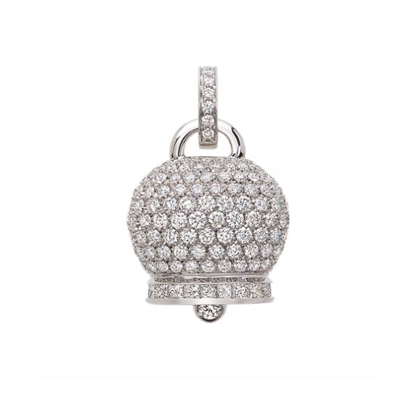 Chantecler Ciondolo Campanella Grande Oro Bianco e Diamanti Bianchi