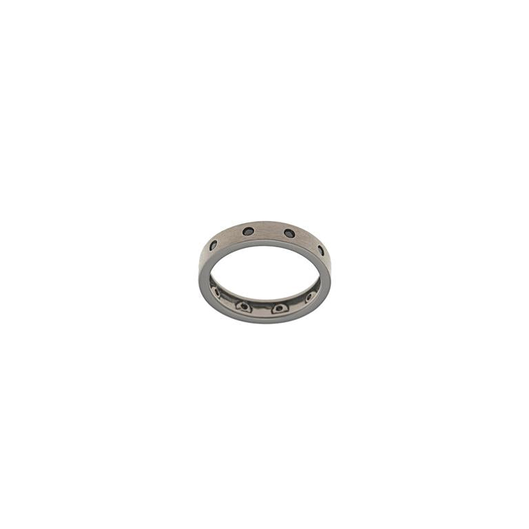 Anello Boho Fedina Nera Zirconi Neri