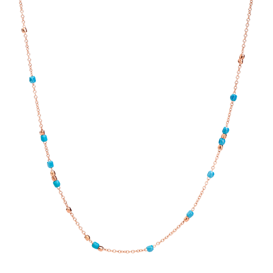 Collana Dodo Mini Granelli Oro Rosa e Ceramica Turchese