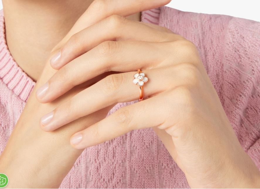 Anello Dodo Fiore Bianco e Diamante