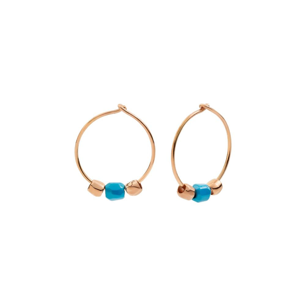 Dodo Orecchini Mini Granelli Oro Rosa e Ceramica Turchese