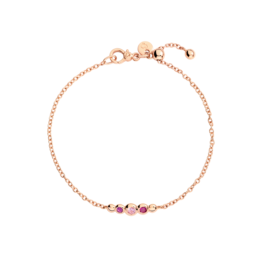 Bracciale Dodo Bollicine Oro Rosa e Ametista, Zaffiro Rosa e Rubino