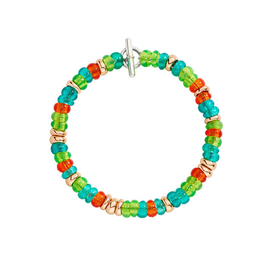 Bracciale Dodo Rondelle Argento e Plastica Riciclata Sfumature Verdi