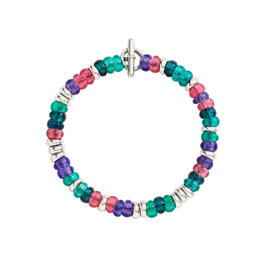 Bracciale Dodo Rondelle Argento e Plastica Riciclata Sfumature Viola