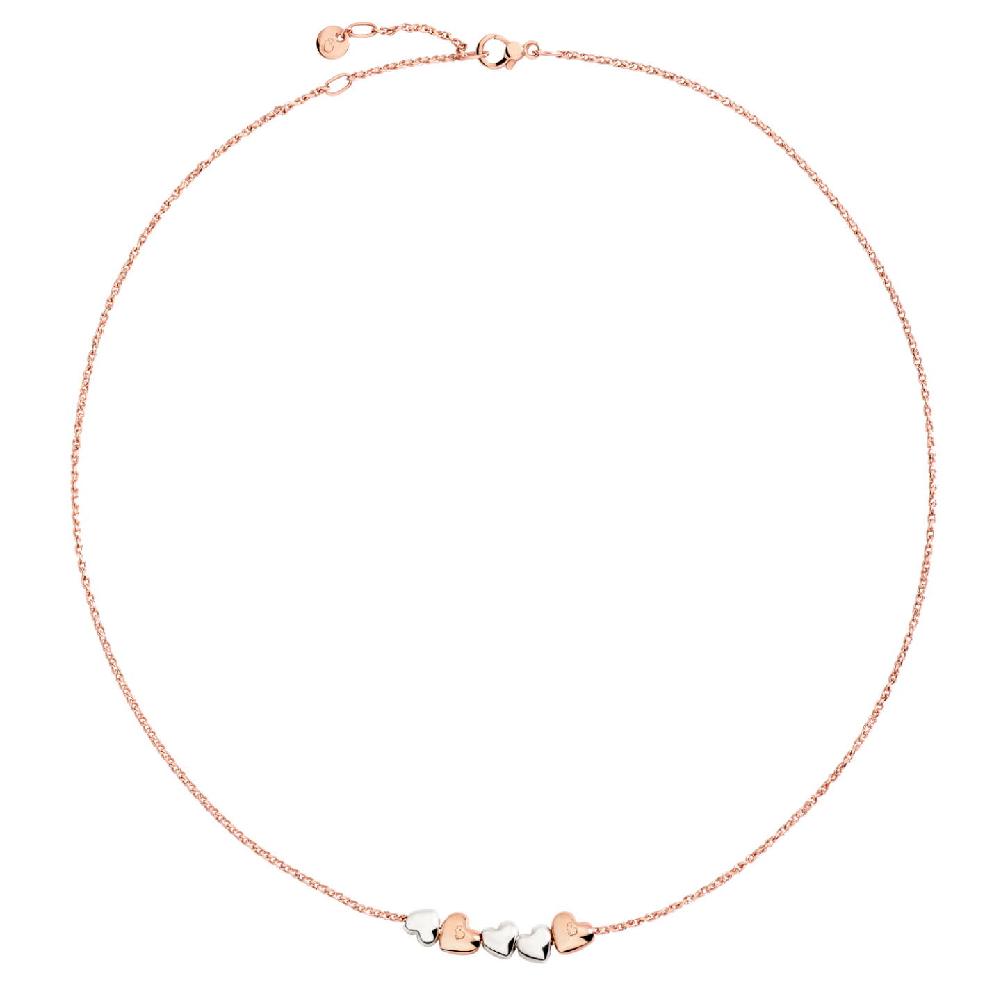 Collana Dodo Mini Cuori Oro Rosa e Argento
