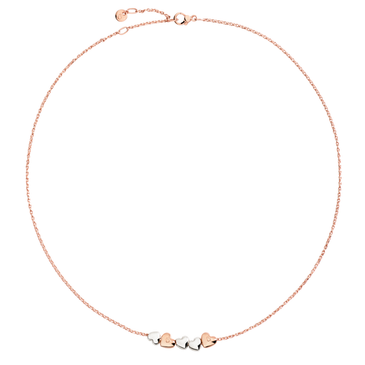 Collana Dodo Mini Cuori Oro Rosa e Argento