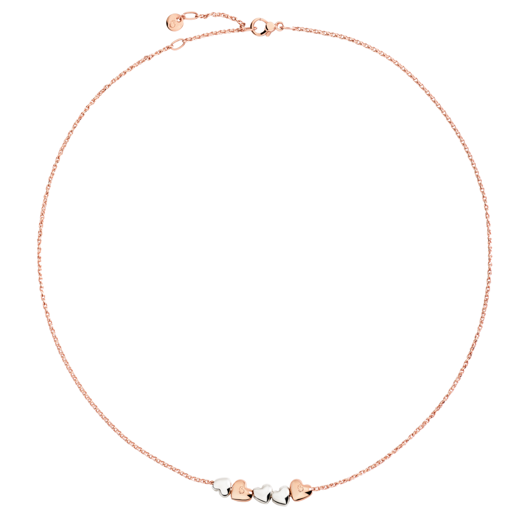 Collana Dodo Mini Cuori Oro Rosa e Argento