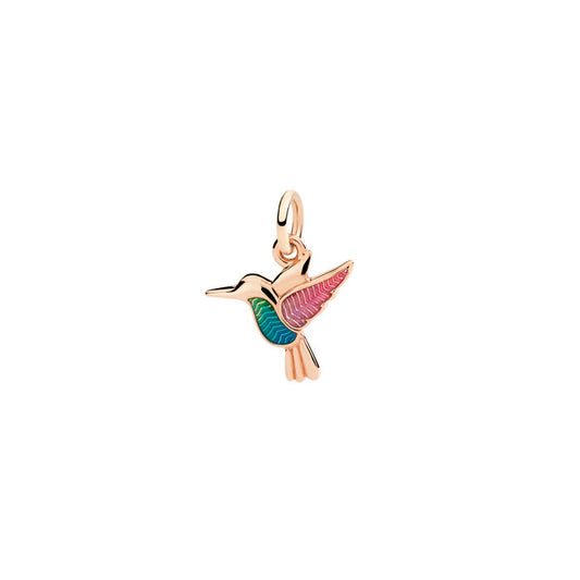 Ciondolo Dodo Colibrì Oro Rosa Smalto Perlato
