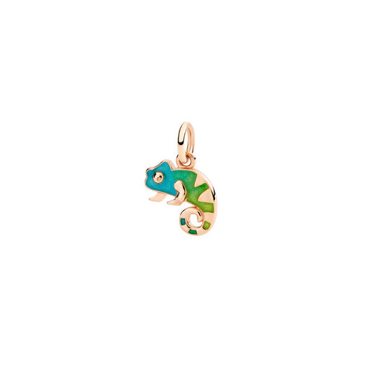Ciondolo Dodo Camaleonte Oro Rosa Smalto Perlato