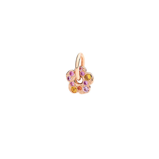 Ciondolo Dodo Fiore Oro Rosa Zaffiri Rosa e Zaffiri Arancio
