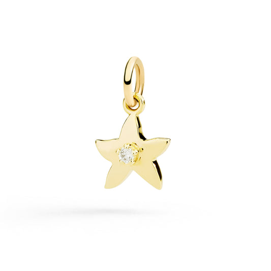 Ciondolo Dodo Stellina Oro Giallo e Diamante Bianco