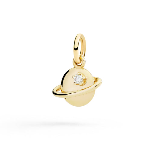 Ciondolo Dodo Pianeta Oro Giallo e Diamante Bianco