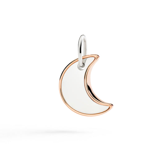 Ciondolo Dodo XL Luna Argento e Oro Rosa