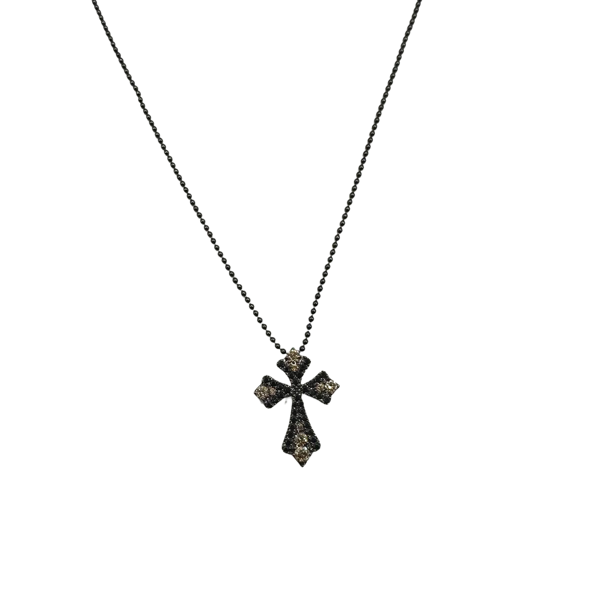 Crivelli Collana Girocollo Croce con Diamanti Brown e Neri