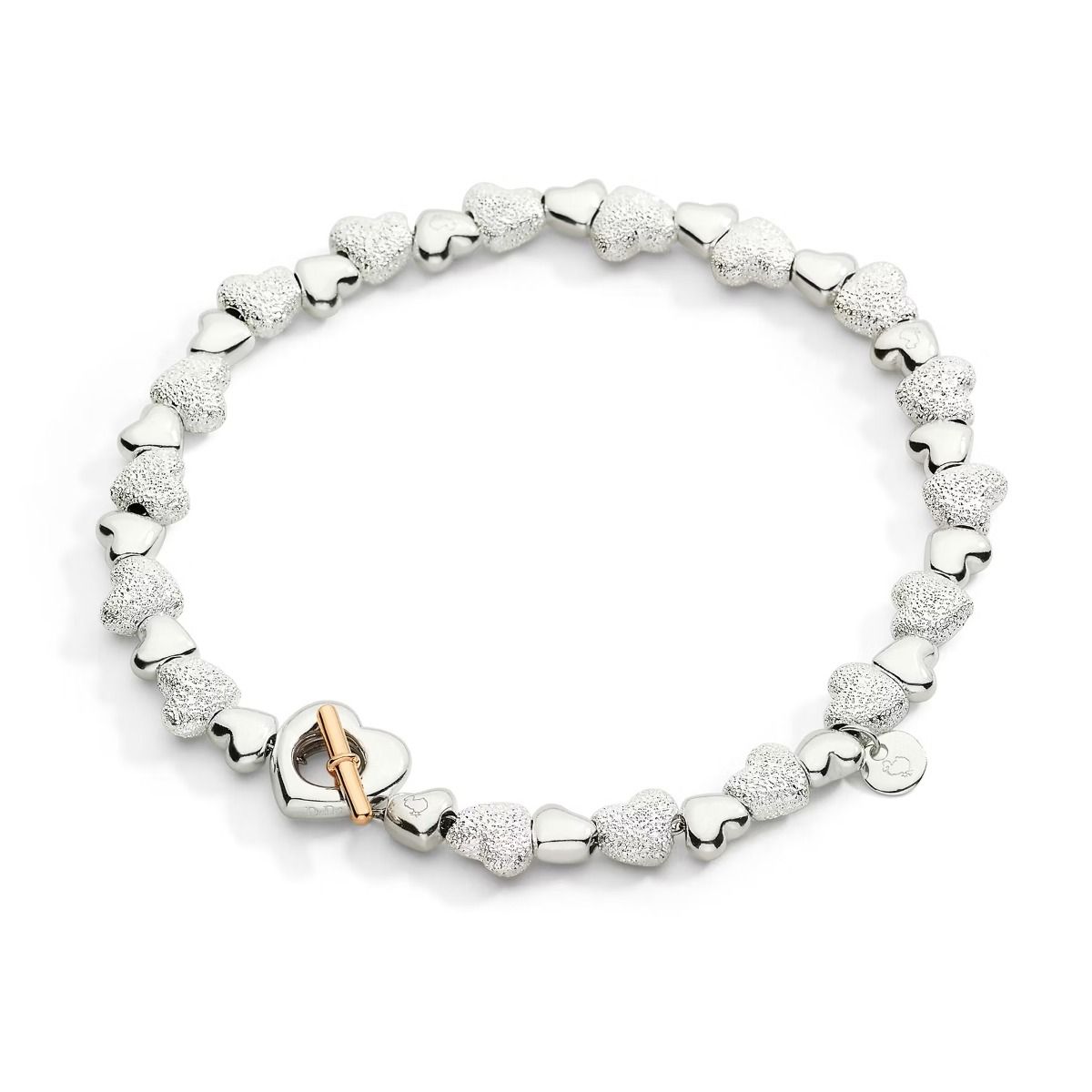 Bracciale Dodo Mini Cuori Argento e Argento Effetto Diamantato