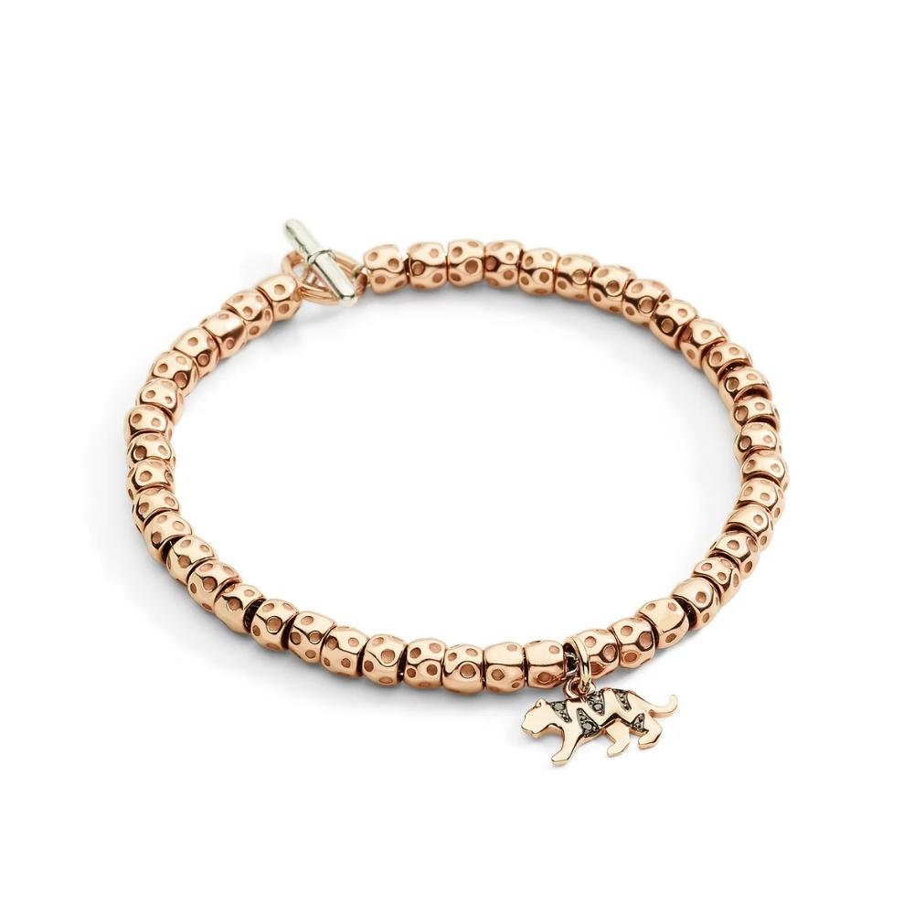 Ciondolo DoDo Tigre Oro Rosa 9kt e Diamanti Neri