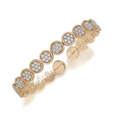 Chantecler Bracciale Rigido Paillettes Oro Rosa e Diamanti Bianchi