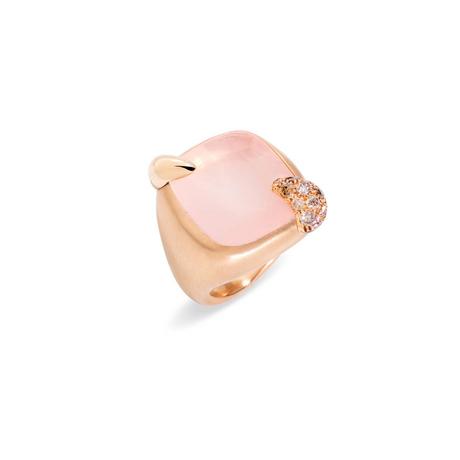 Anello Pomellato Ritratto Quarzo Rosa e Diamanti brown - TUZZA PREZIOSI