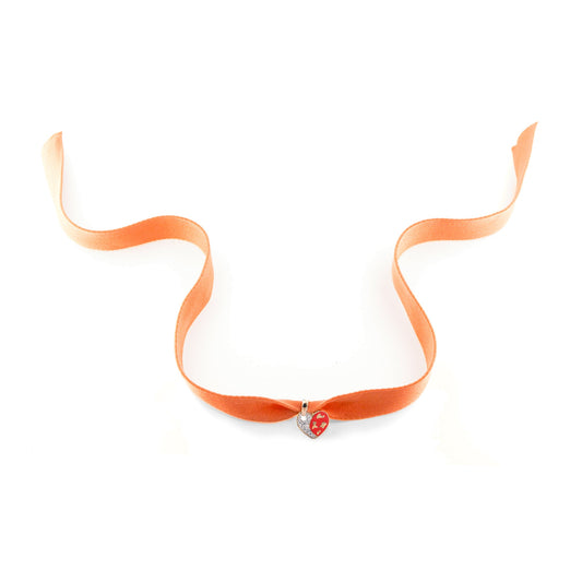 Collana Choker Rue des Mille Cuore Rosso Foglia Oro