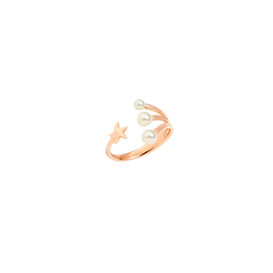 Anello Dodo Stellina con 3 Perle di Cristallo