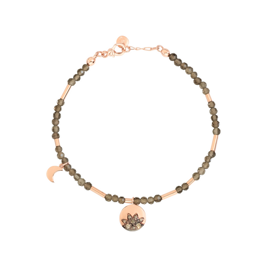 Bracciale Dodo Sole e Luna Quarzo Fumé e Diamanti Brown