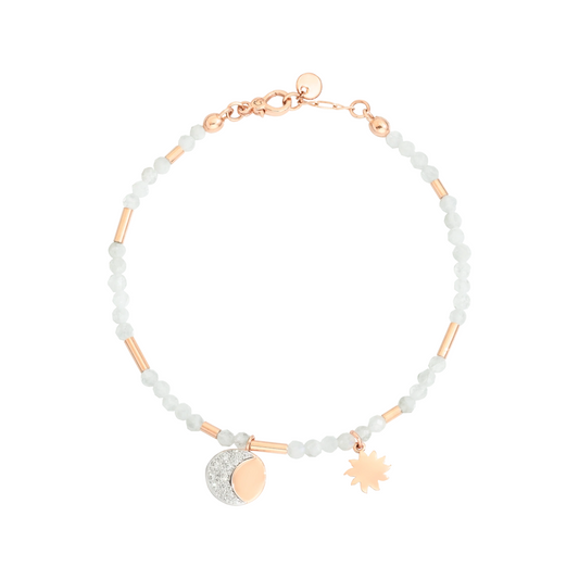 Bracciale Dodo Sole e Luna Adularia e Diamanti Bianchi