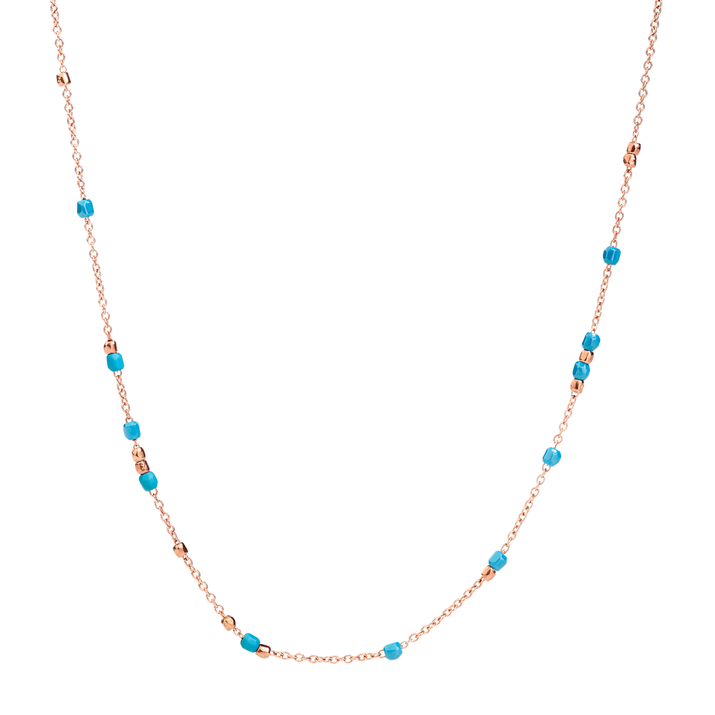 Collana Dodo Mini Granelli Oro Rosa e Ceramica Turchese