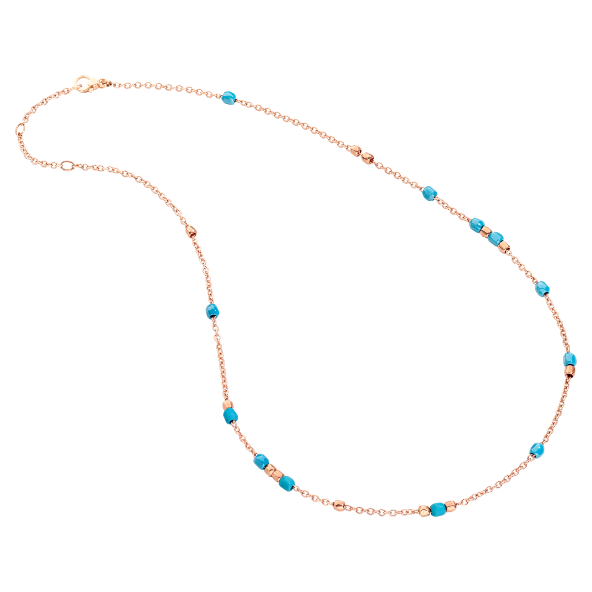 Collana Dodo Mini Granelli Oro Rosa e Ceramica Turchese