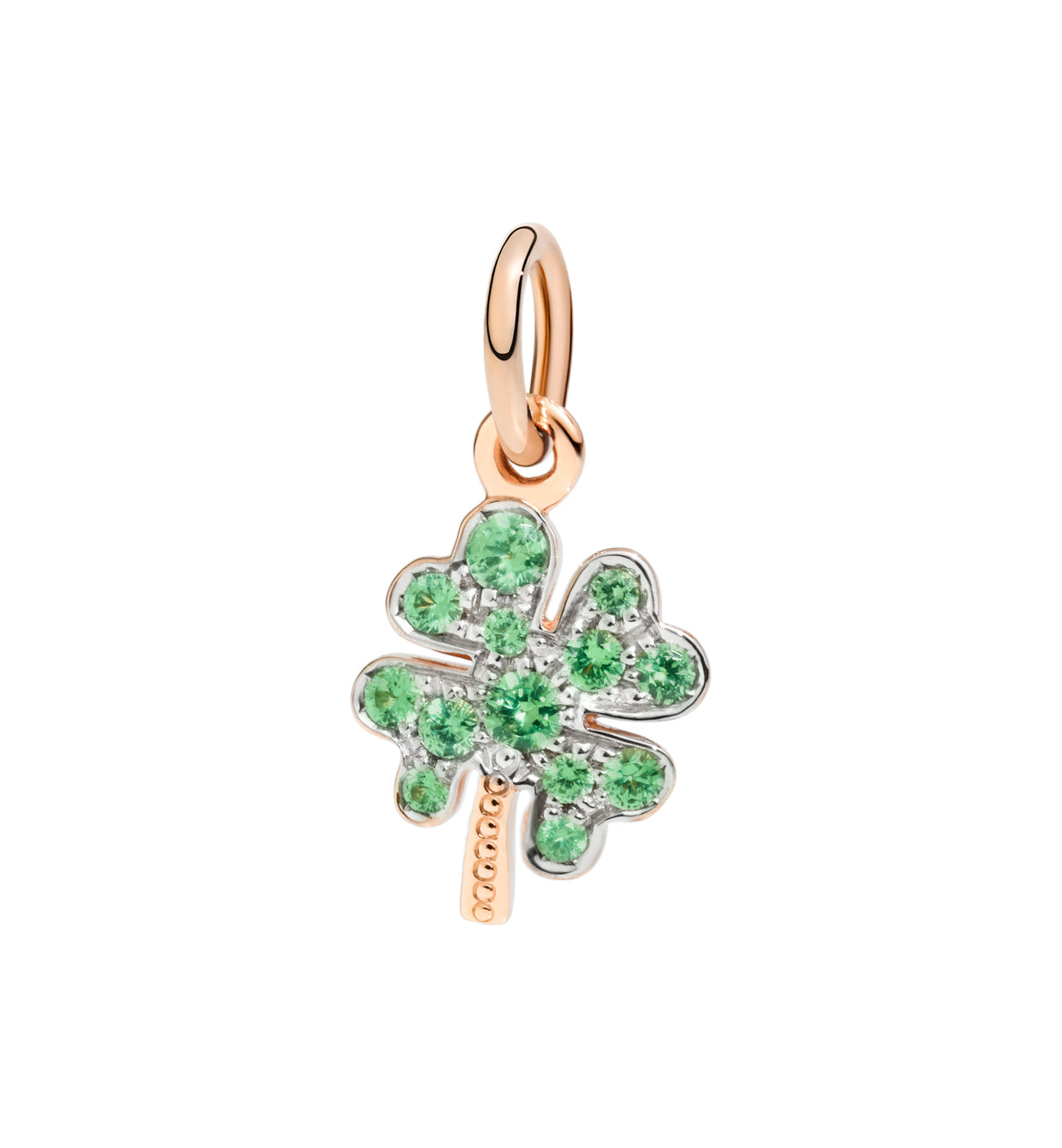 Ciondolo Dodo Quadrifoglio oro rosa e tsavorite