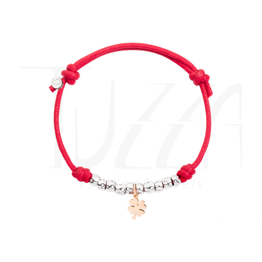 Bracciale Dodo Cordino Rosso con Quadrifoglio