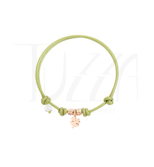 Bracciale Dodo Cordino Verde con Quadrifoglio
